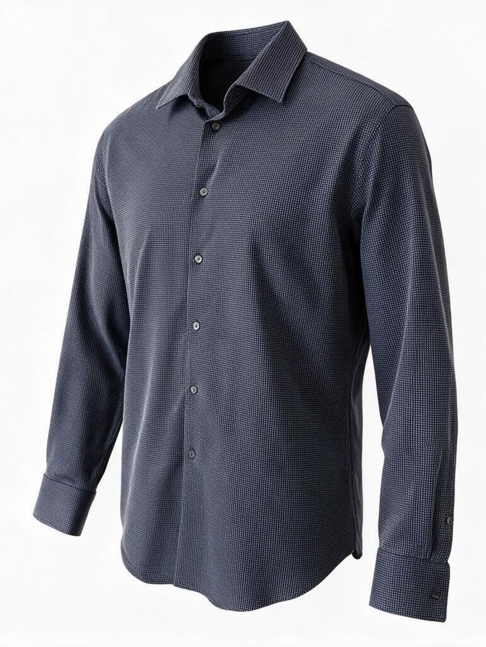 Calibrate Trim Fit Navy and White Checkered Men's Dress Shirt 16 SIZE L
